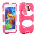Wholesale Samsung Galaxy S5 Armor Shield Case Screen and Holster Clip (Hot Pink White)